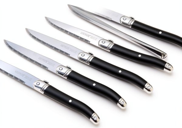 Laguiole Steak Knives Stainless Steel Black Set of 6-4