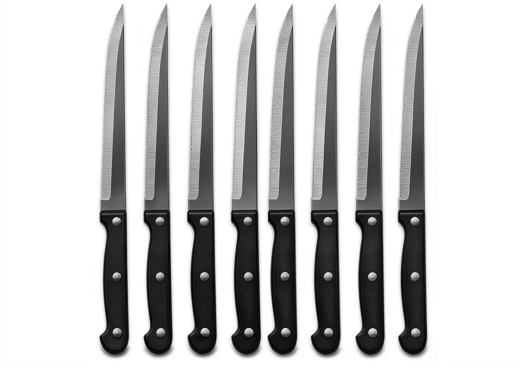 Dehov steak knives set displayed on a dinner table