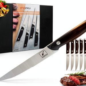Imarku Steak Knives High Carbon Stainless Steel Serrated-0