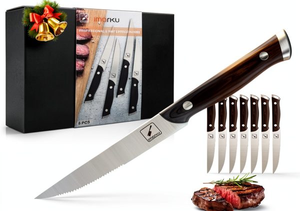 Imarku Steak Knives High Carbon Stainless Steel Serrated-0