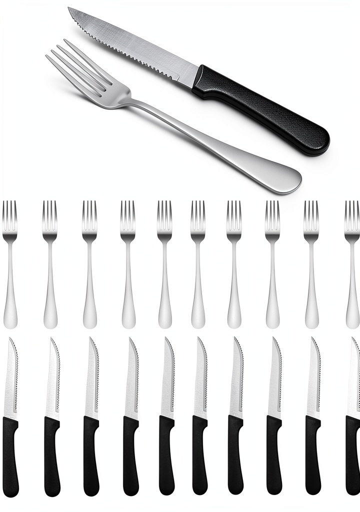 Targzier steak knives and forks set displayed on a dinner table