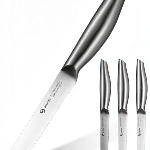 SANHUI Steak Knives German Stainless Steel Serrated Blades-0