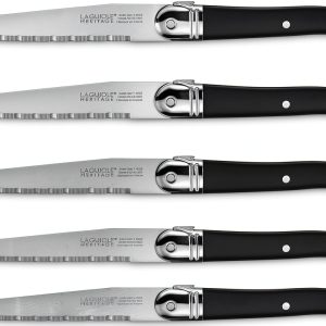 Laguiole Steak Knives Stainless Steel Black Set of 6-0