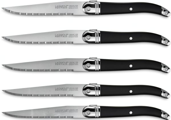 Laguiole Steak Knives Stainless Steel Black Set of 6-0