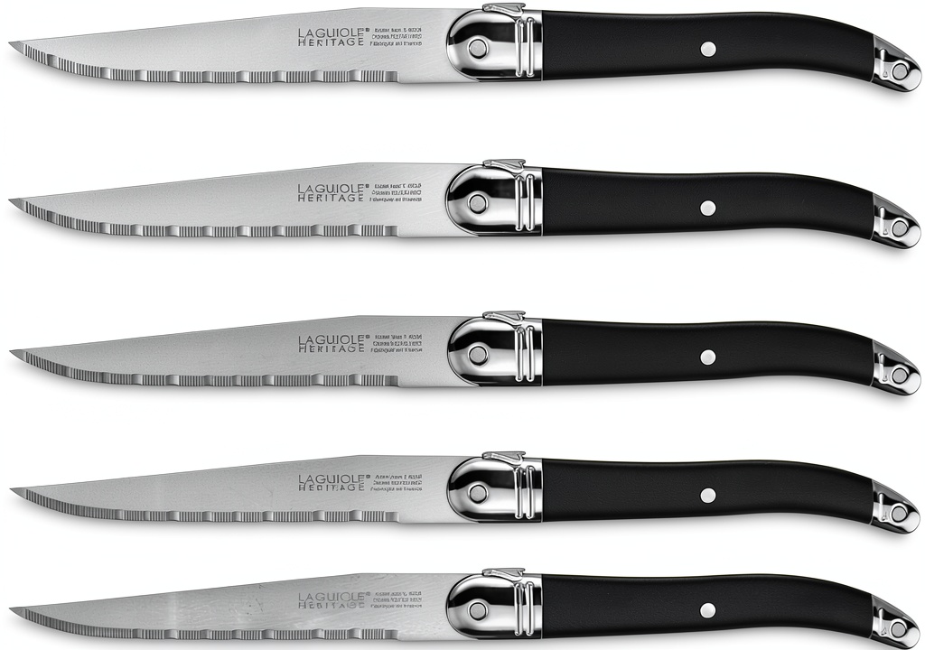 Tarrerias Bonjean Laguiole steak knives set displayed on a dining table