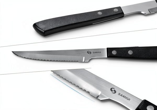SANHUI Steak Knives German Stainless Steel Serrated Blades-2