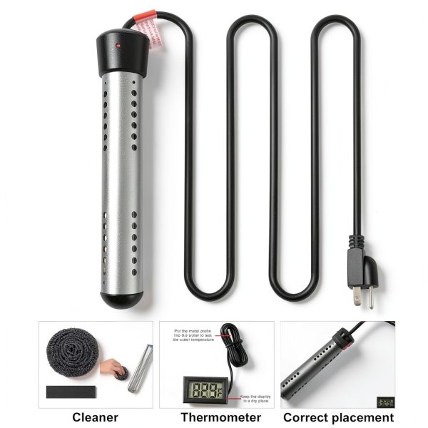 WIILGN Immersion Water Heater 1500W Stainless Steel Safe-1
