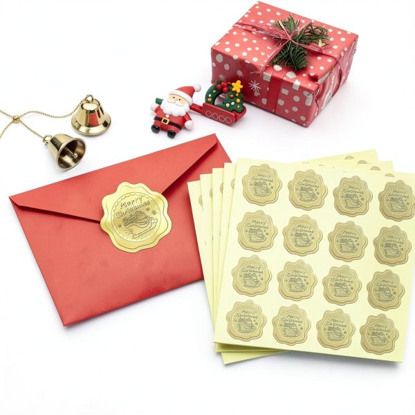Christmas Envelope Stickers PigPotParty Gold 100pcs-3