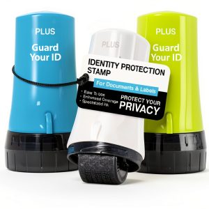 PLUS Identity Protection Stamp Rubber 3‑Pack Mixed Colors Regular Size-0