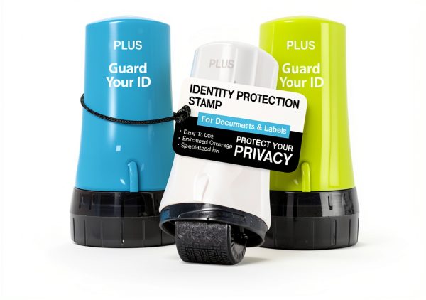 PLUS Identity Protection Stamp Rubber 3‑Pack Mixed Colors Regular Size-0