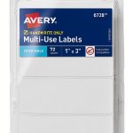 Avery 1 x 3 Inch White Label Stickers 72 Removable Adhesive Labels-0