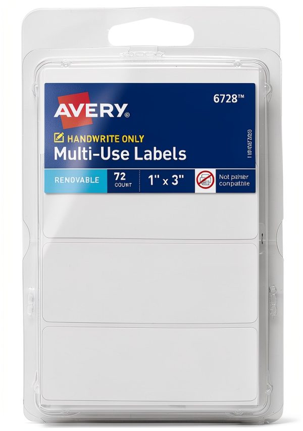 Avery 1 x 3 Inch White Label Stickers 72 Removable Adhesive Labels-0